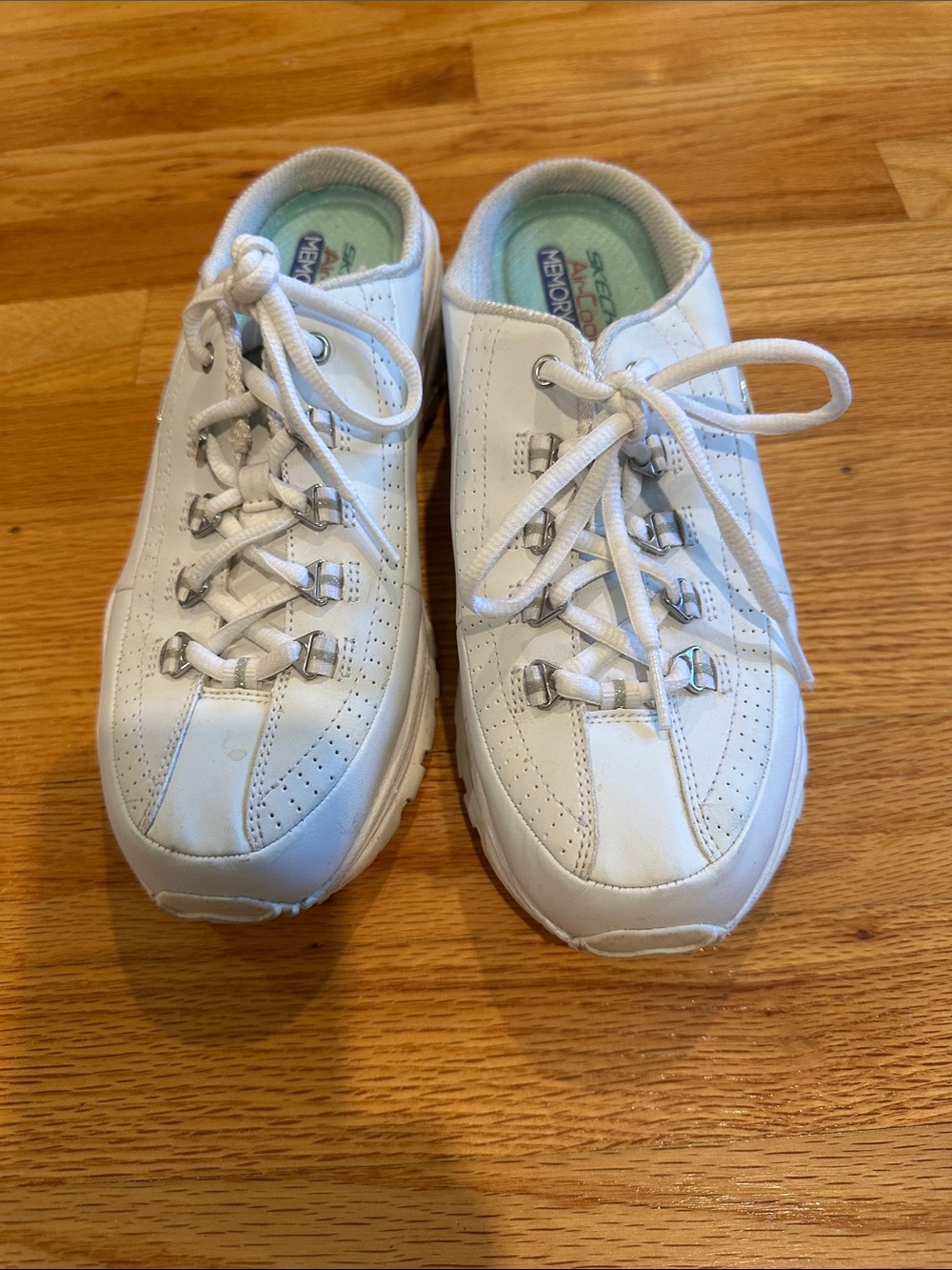 Skechers Kids White Lace-Up Memory Foam Sneakers